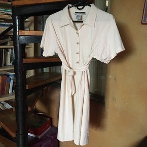80s / 90s raw silk belted shirt dress, EUC